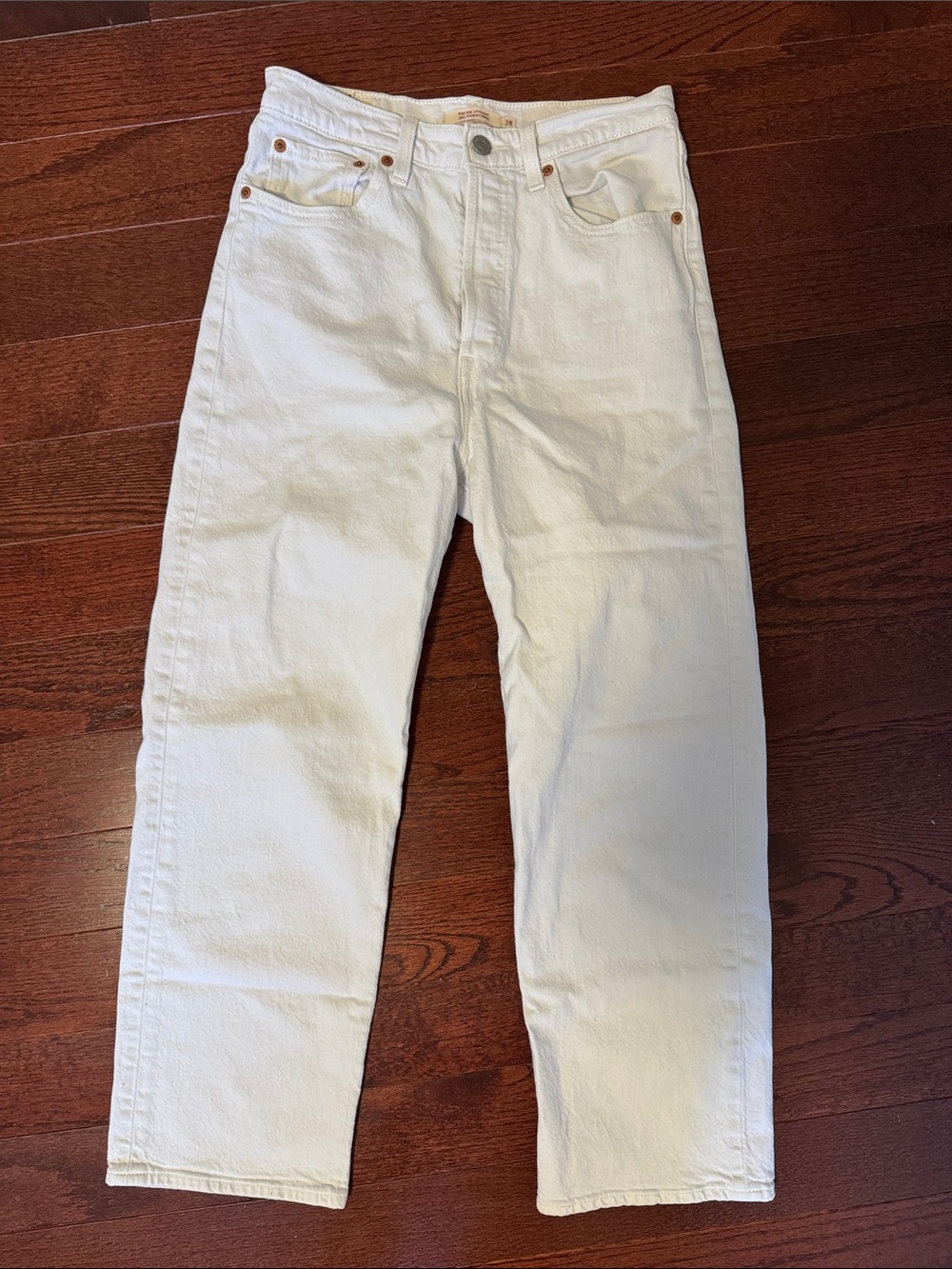 Levi's White Ribcage Straight Jeans